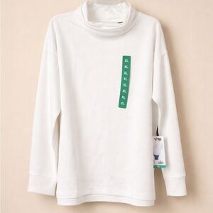 Lands' End womens White Long Sleeve Turtleneck